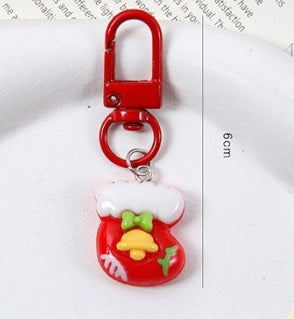 Porte-clés Noël kawaii - bôtte rouge 6cm