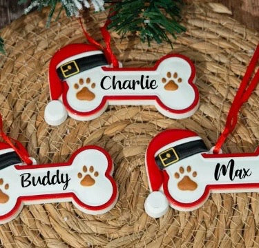 Lot de décorations os personnalisées avec prénoms Charlie, Buddy et Max